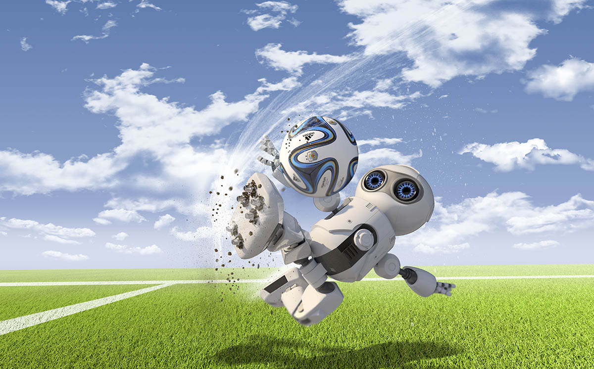 Roboter spielt Fussball